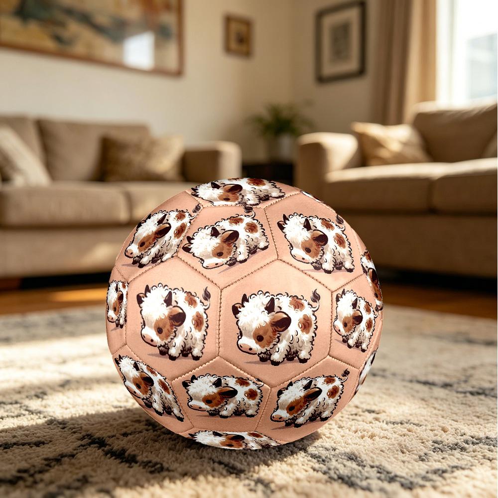 1pc Fluffy Cow Illustration Size 5 Soccer Ball Professional Match Training Football Indoor &Outdoor Sports Ball Lightweight Durable c6598