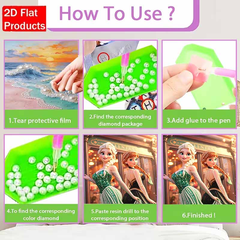 Disney Pearl Painting Frozen Anna and ElsaPearlDress DIY Pearl Painting Gemstone Art Pearl Dot Painting Picture Crafts Adult Beginner Gifts Home Decor