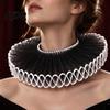 Adjustable Neck And Wrist Ruffle Set Vintage Ruffled Collar Set Victorian Lace Fake with Matching Gothic Lolita Cosplay Outfit Props Cuffs