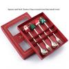 4pcs Gold Christmas Dinnerware Set with Gift Box Elk Christmas Hat Tree Fork Spoon Cutlery Set Stainless Steel Party Tableware
