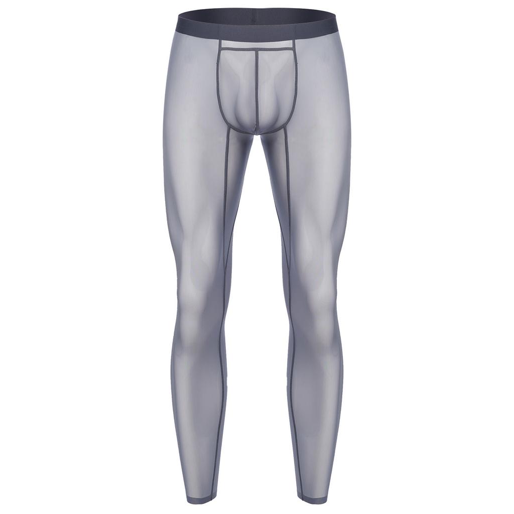 Mens Mesh Leggings See Through Stretchy Pants Elastic Waistband Lightweight Athletic Running Gym Tights