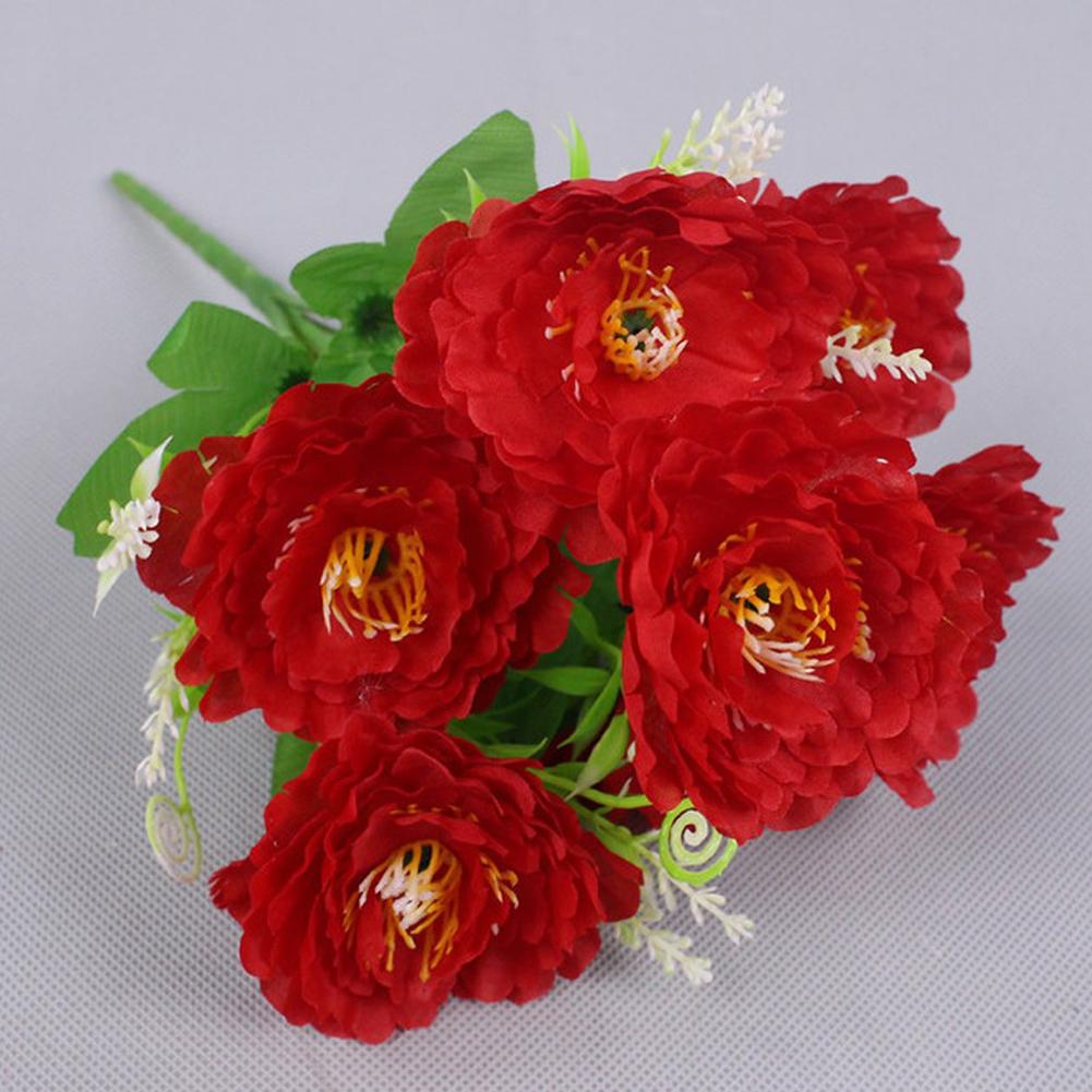 

Artificial Flowers 7 Heads Silk Fake Peony Peonies Flower Bouquet Wedding Table Centerpiece Flowers Party Stage Floral Decor яскраво-червоного кольору