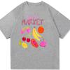 Fruit Market Graphic T Shirt Summer Vintage Fruit Print Short Sleeve Tees Casual Loose Fit Crew Neck Cotton Tops