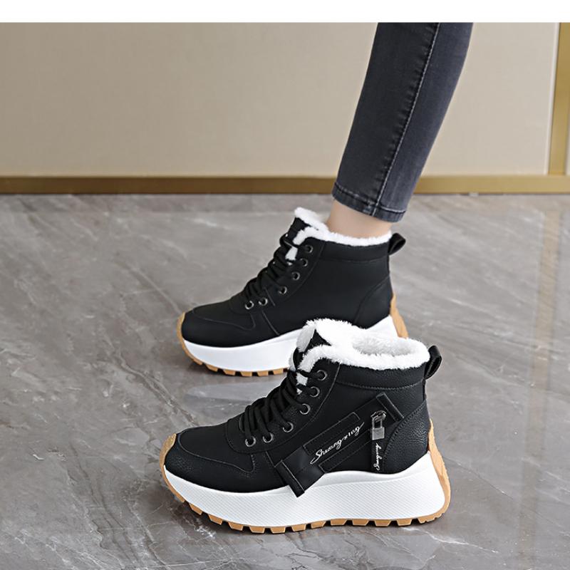 Women's winter fur one thickened padded warm cold hiking cushion hiking waterproof non-slip sports high-top snow boots cotton shoes sneakers
