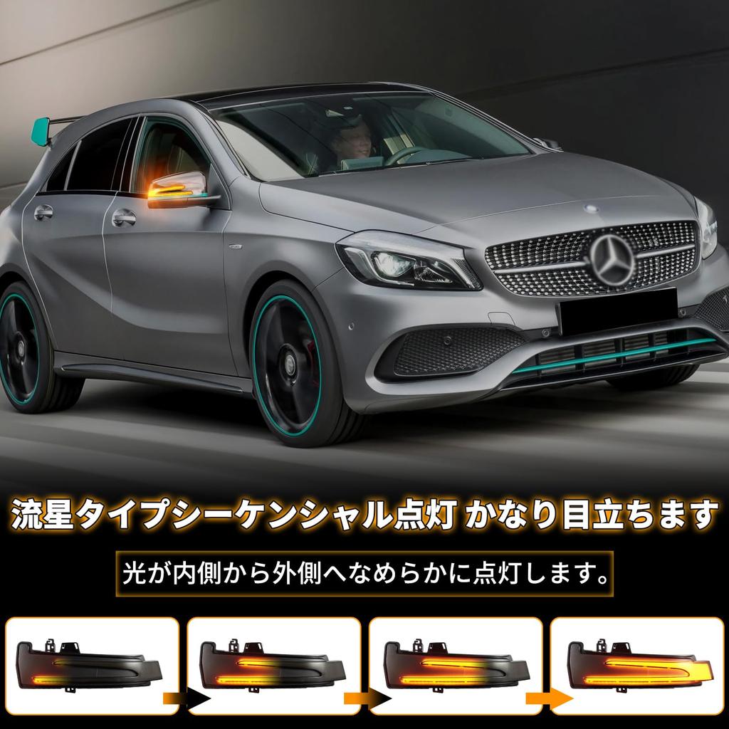 POPMOTORZ LED Flowing Door Mirrors for Sequential Door Compatible with CLS Smoked Lens Mercedes-Benz W204, Mirrors, W176, W212, W246, W221, C117,