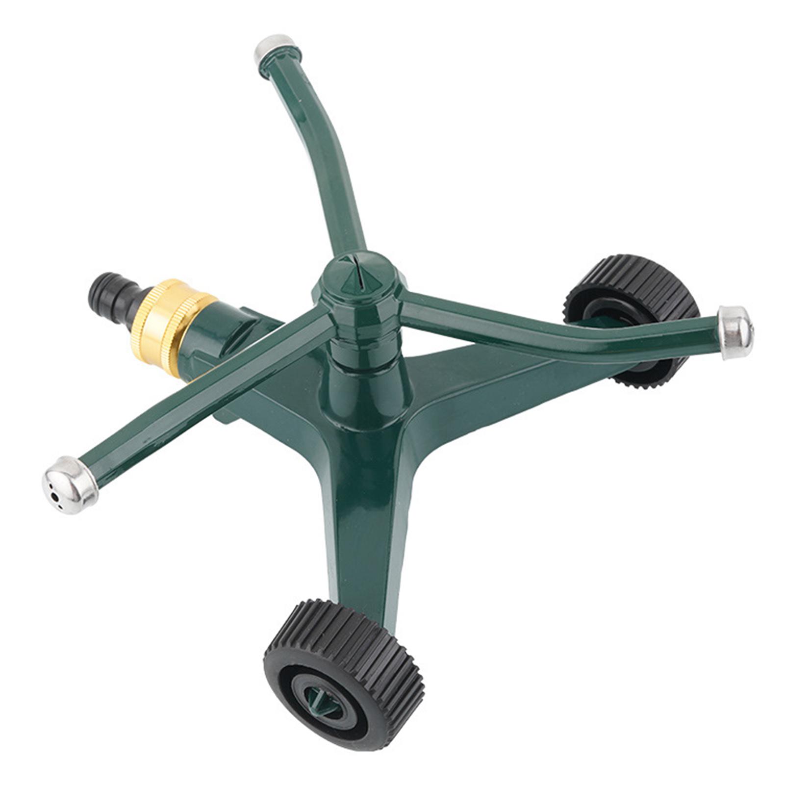 

3-рычажный металлический дождеватель на колесной базе, вращающийся на 360 градусов, портативный, оригинальный инструмент для полива большой площади