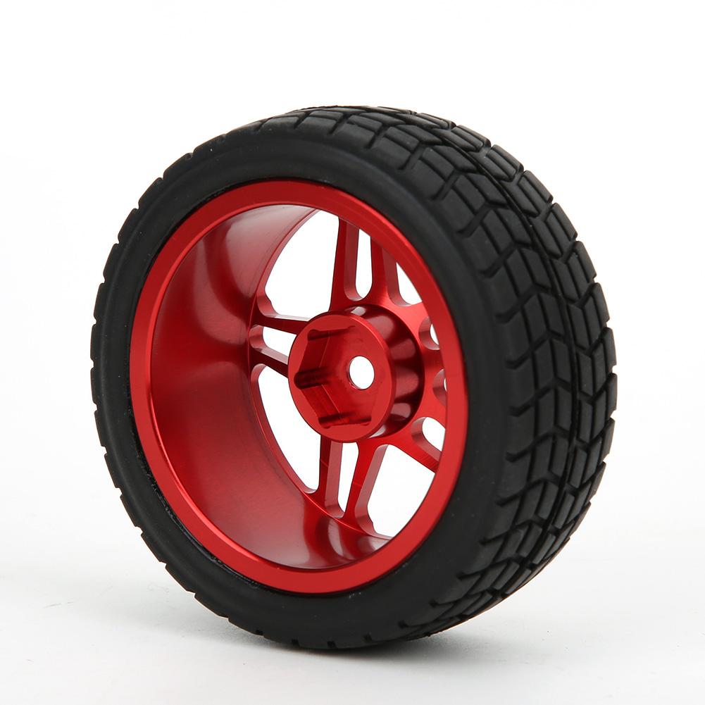 4PCS Aluminum Alloy 110 RC Car Tire Tyre Remote control Car Wheel Hub ReplacementRed