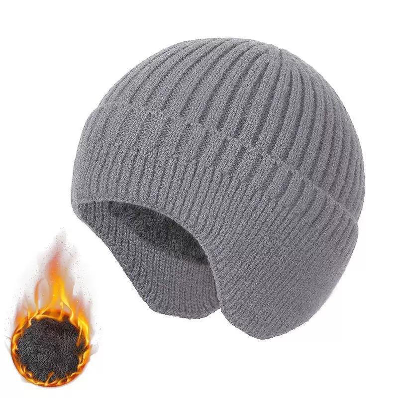 Winter wool hat men's ear protection hat fleece thickened outdoor warm windproof cold knitted hat