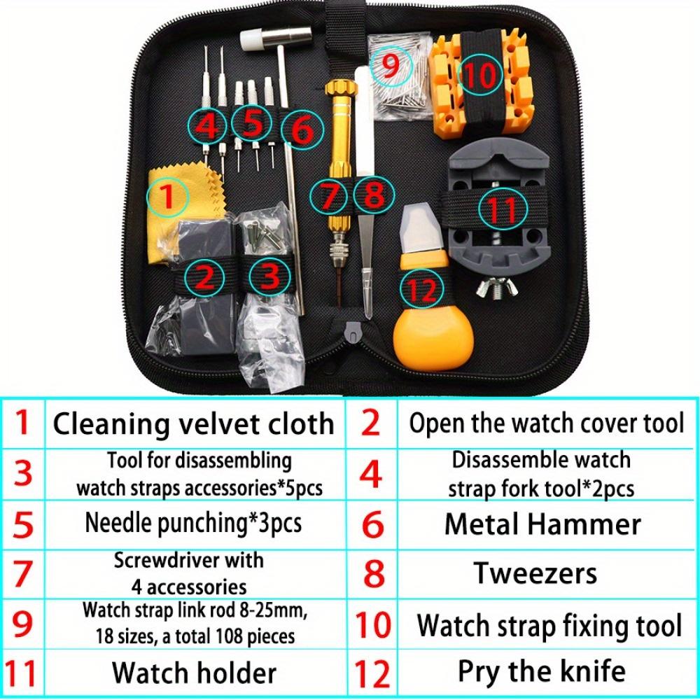 131pcs Watch Repair Kit, Watch Battery Replacement Kit, Professional Watch Tool Kit With Watch Link Removal Tool With 6 Extra Pins And Strap Tool
