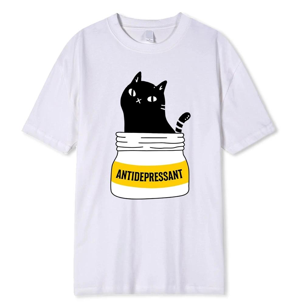 Eat Antidepressant Funny Print Men T Shirt Fashion T-Shirt High Quality Cotton T-Shirts Summer Short Sleeve 80384