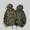 Retro American Camouflage Hooded Jacket: Autumn & Winter Outdoor Workwear with Half Zipper