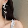 Zinc Zinc Alloy Bamboo Leaf Earrings Gold Silver Ear Jewelry Exquisite Long Tassel Dangle Earrings  Female