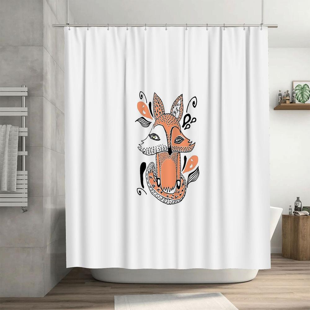 Boho Fox Shower Curtain Farmhouse Bathroom Decor Woodland Animal Shower Liner Nature Forest Shower Curtain Set
