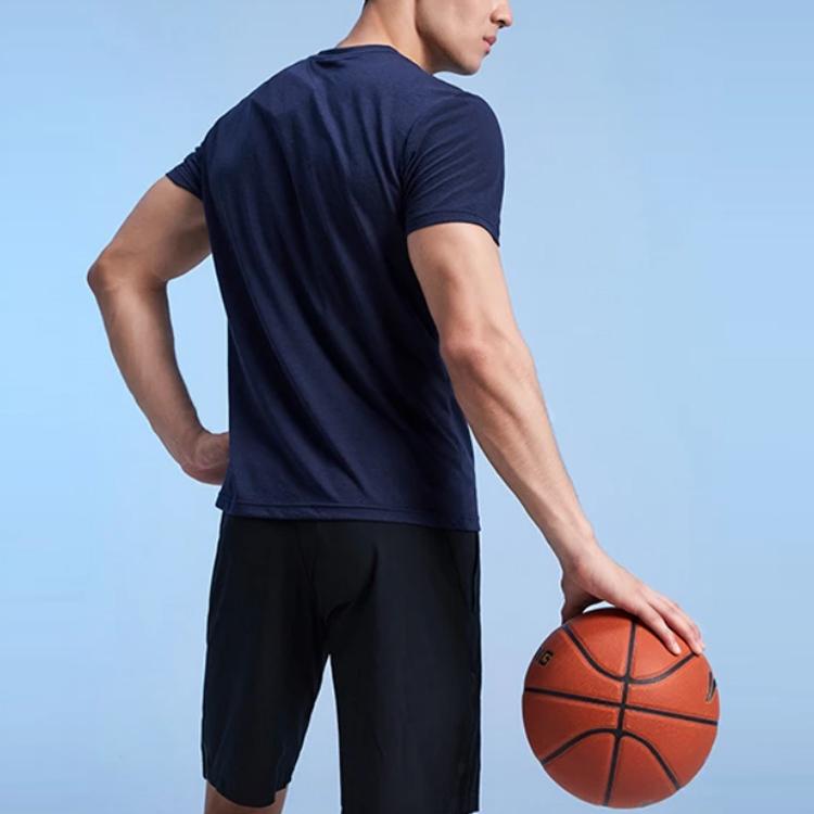 Li-Ning Wade Series Logo Print Round Neck Loose Short Sleeve T-Shirt Men Tops Ink-Blue ATSR371-1