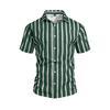 Summer Casual Short Sleeve Shirt Vertical Stripe Pattern Men Daily Blouse Fashion Regular Fit Men Striped Turn Collar Short Sleeve Shirt
