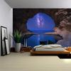 Sea Cave Starry Sky Natural Landscape Tapestry Retro Creative Mural Painting Aesthetic Wall Decoration for Living Room Sofa