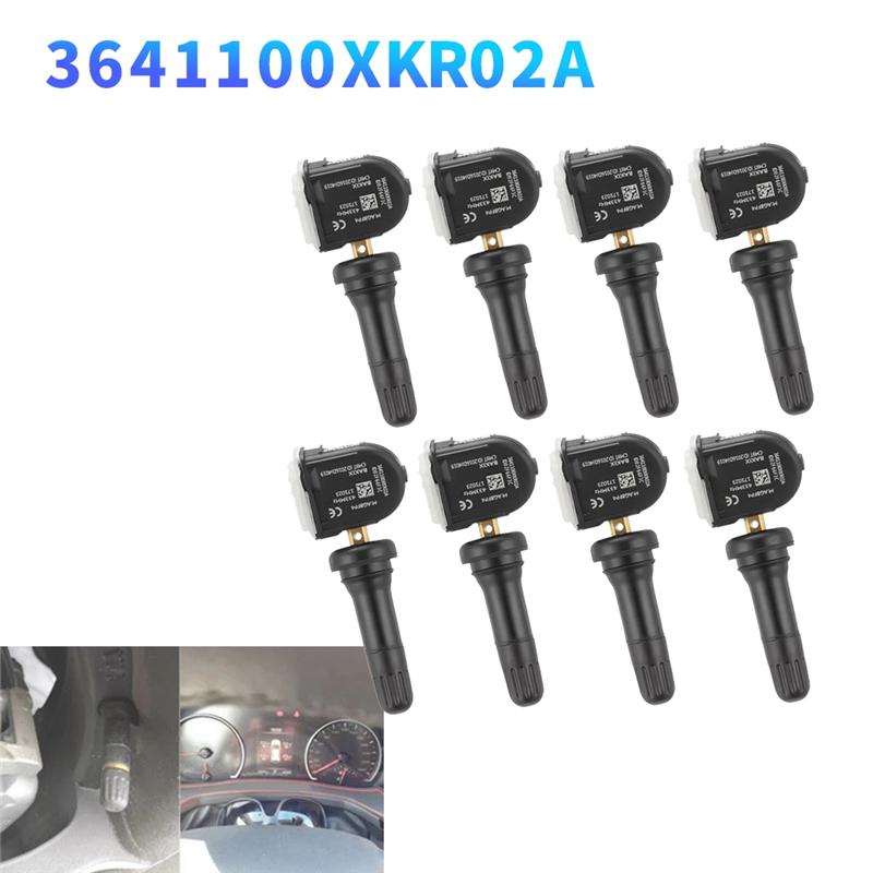 

For Haval F5 F7 H6 H4 H7L Great Wall P8 VV5 VV6 VV7 17-20 433Mhz Car TPMS Sensor 8Pcs 3641100XKR02A Tire Pressure Sensors чорний