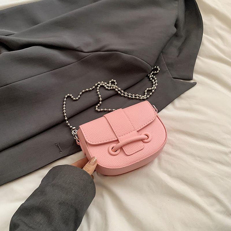 Mini Exquisite Small Bag Fashionable Foreign Style Saddle Bag High Texture Lychee Pattern Summer Chain Shoulder Messenger Bag