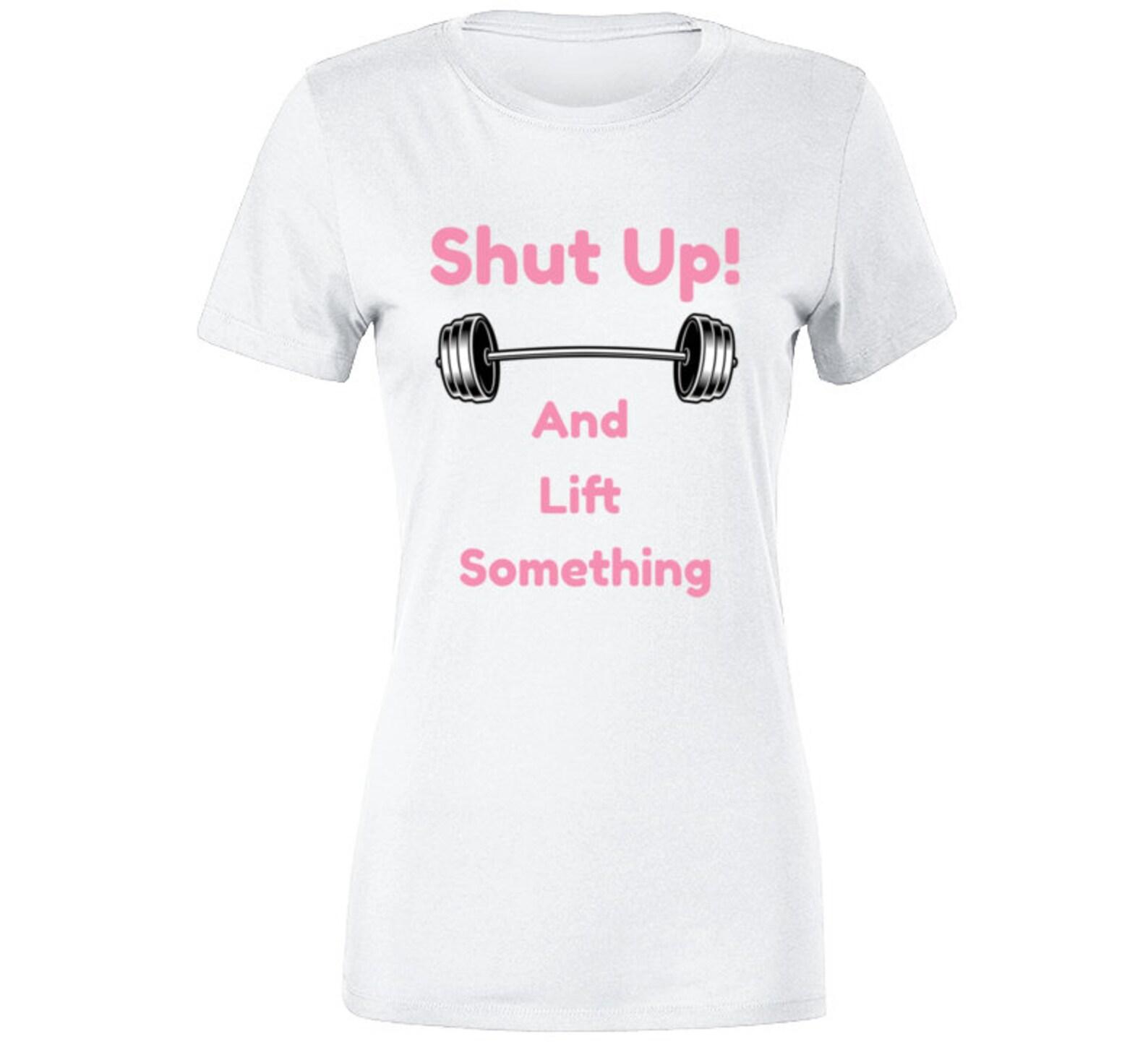 Lift Something Pink/white Ladies T Shirt L