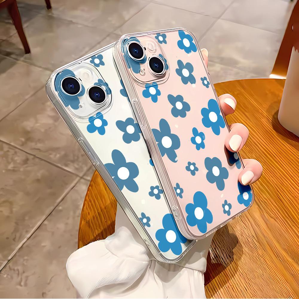 Simple flower mobile phone case Apple 16 transparent case iphone17 protective case 11promax soft case 13 anti-drop 15