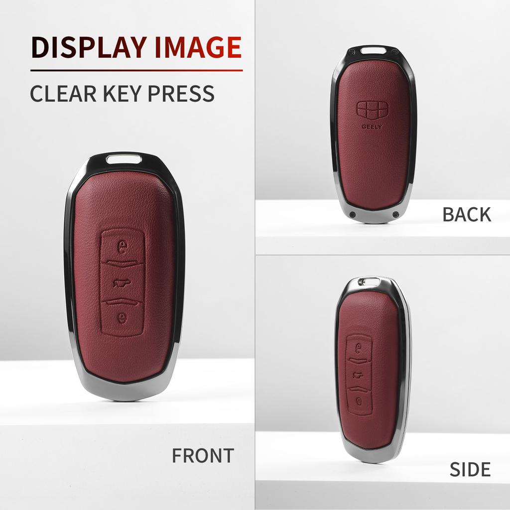 For Geely Emgrand 7 GX3 Atlas GS NL3 Gili Emgrand 7 EX7 GT GC9 Leather Metal Car Key Case Cover Key Protection Shell Accessories