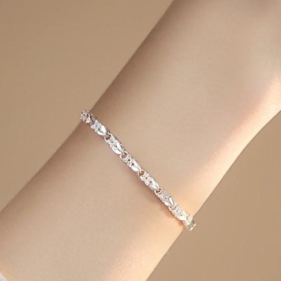 Women Bracelet Lucky Clover Heart Shape Adjustable Length Bracelet Smooth Surface Anniversary Birthday Christmas Bangle