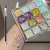 Meerjungfrau Pailletten Lidschatten Palette mit Perlmutt Glitzer & Selbstklebenden Strass Schmetterling Gesichtsklebern.