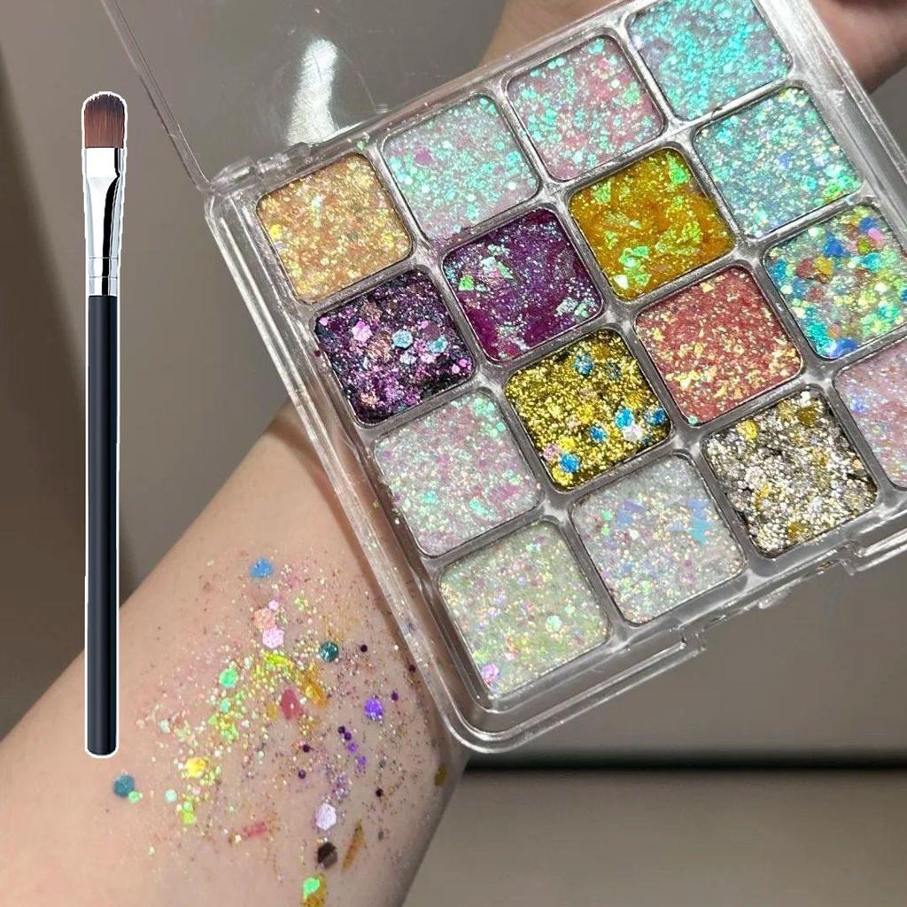 Meerjungfrau Pailletten Lidschatten Palette mit Perlmutt Glitzer & Selbstklebenden Strass Schmetterling Gesichtsklebern.