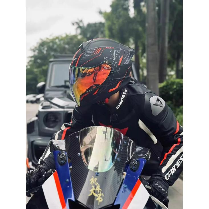 Drinking helmet, motorcycle helmet, uncovered helmet, men's and women's double mirrors, all-weather winter helmet, 3C and DOT do