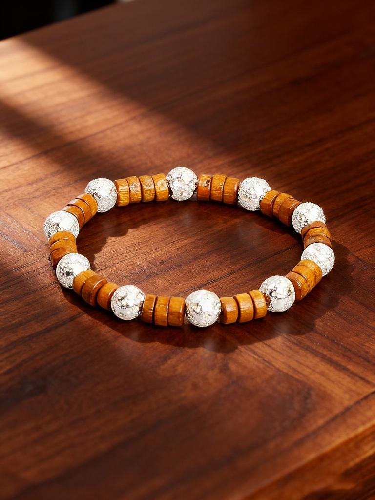Retro Style Gold color Volcanic Lava Stone Beaded Bracelet Brown Wood Beads Energy Reiki Charm Grounding Protection Jewelry Gift