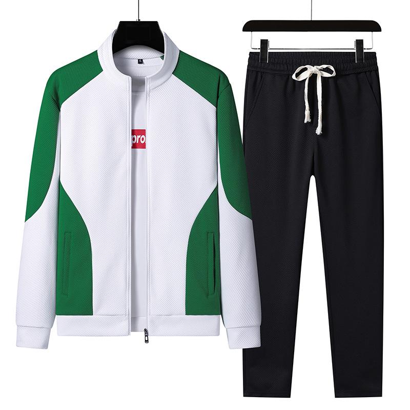 Ανδρική ανοιξιάτικη ζακέτα πουλόβερ με αθλητική φόρμα Plus Size Σετ δύο τεμαχίων