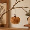 Retro Autumn Home Decorations Velvet Pumpkin Hanging Decor, Fall Harvest Ornaments with Decorative Pumpkins Hemp Rope Jute Rope, Thanksgiving