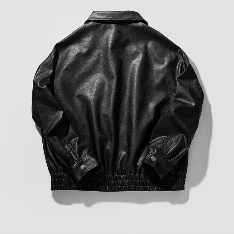 Męska kurtka skórzana oversize - Amerykański styl retro street