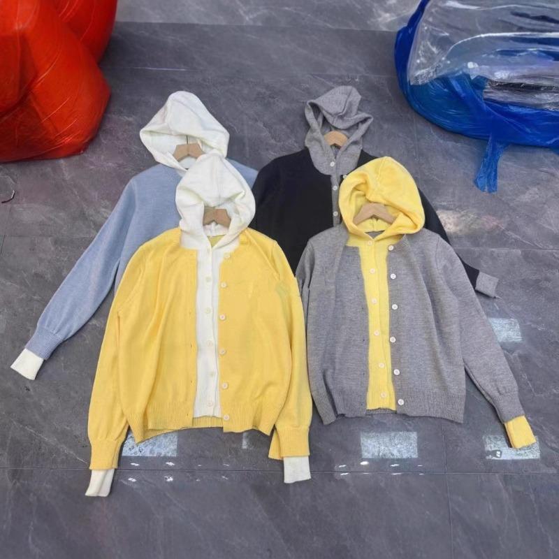 New Versatile Fake Two-piece Color Matching Hooded Knitted Cardigan Women's Loose Long-sleeved Sweater Cardigan Women's