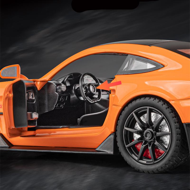 1/24 Benzs-GT GTR Legierungs-Sportwagenmodell Diecast & Spielzeugfahrzeuge Metall-Rennwagenmodell Hohe Simulation Sound und Licht Kindergeschenk