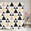 Abstract Geometric Lines Shower Curtain Irregular Pattern Square Wave Pattern Polyester Shower Curtain Bathroom Decor With Hooks