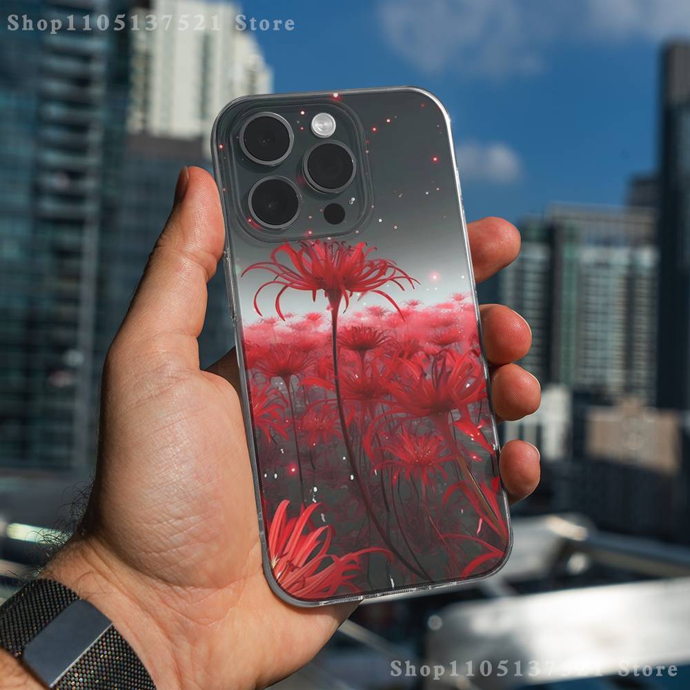 

red spider lily Phone Case For iPhone 17,16,15,14,13,12,11 Pro,Max,Plus,X,XS,XR,SE4,E Mini Transparent Soft Cover iPhone11PROMAX