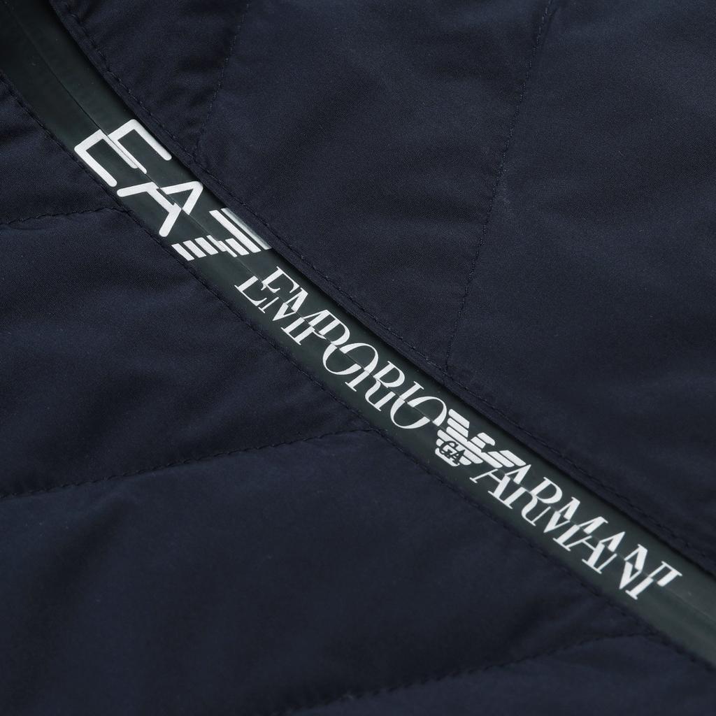 Emporio Armani EA7 FW24 Solid Color Stand Collar Zipper Long Sleeve Down Jacket Men Outerwear Dark-Blue 8NPB13-PNE1Z-24F-1562