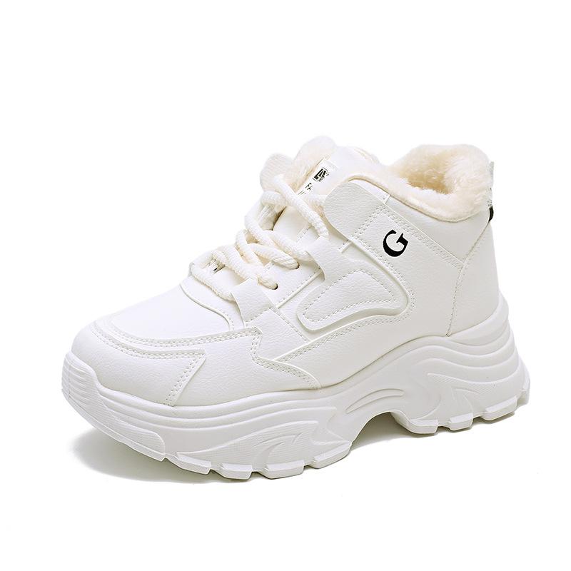New winter high-top sneakers are comfortable and not tired, piled cotton shoes, non-slip women's shoes