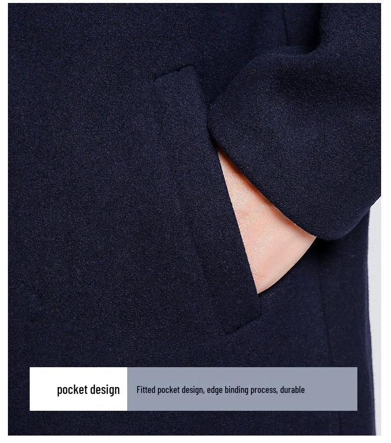 2025 Autumn/Winter Men's Mid-Length Woolen Trench Coats - Thickened, Casual High-End Jackets