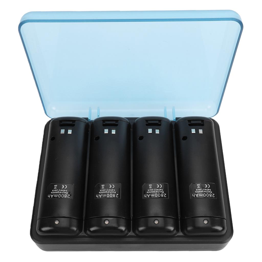 Battery Charger Fit for Wii Remote Controller 4 in 1 Charging Station with 4 Pack 2800mAh Rechargeable Battery USB Cable