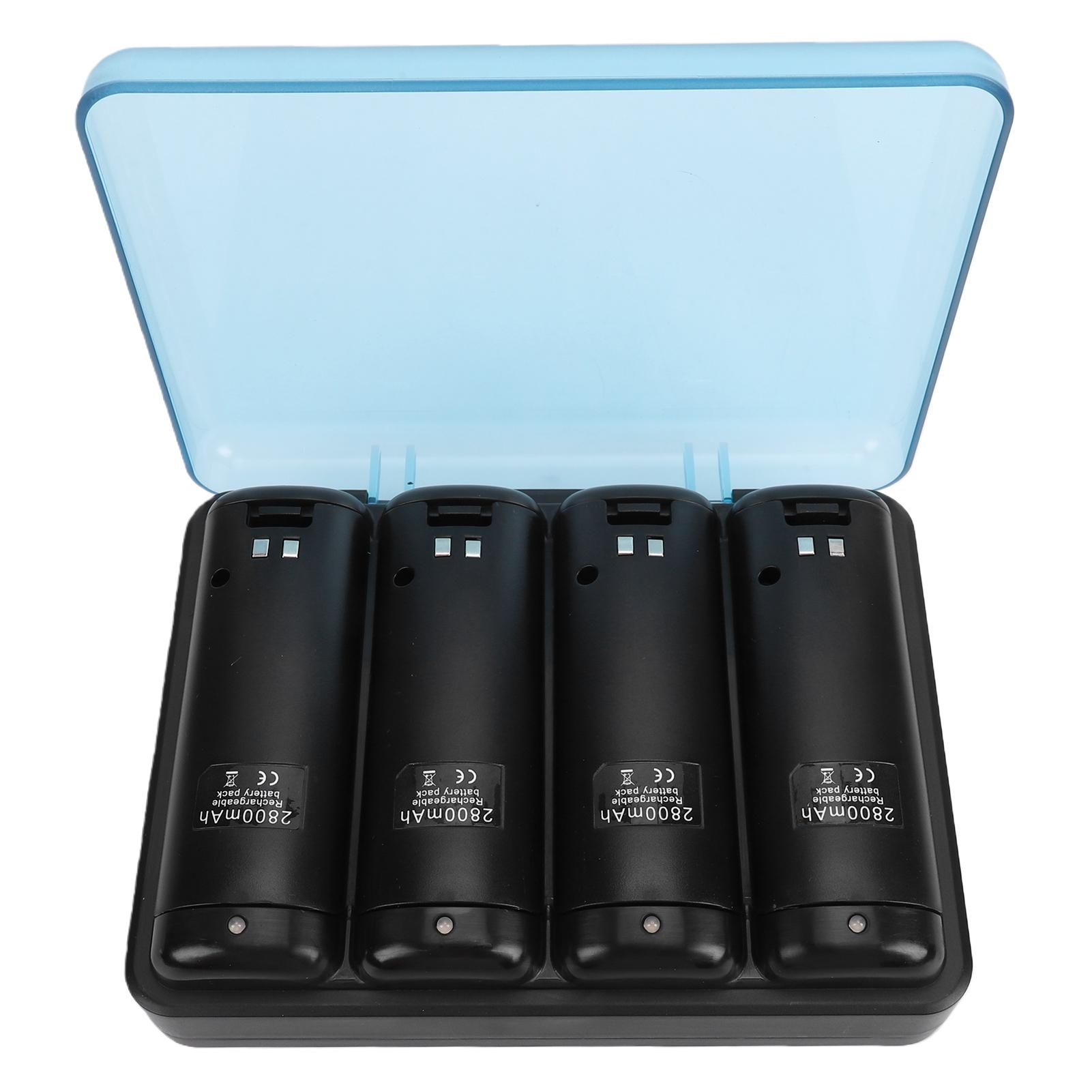 

Battery Charger Fit for Wii Remote Controller 4 in 1 Charging Station with 4 Pack 2800mAh Rechargeable Battery USB Cable чорний