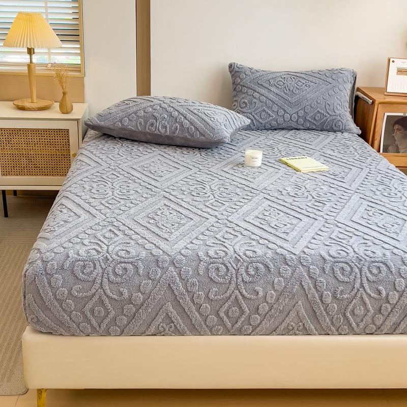1 Stück Jacquard Bettdecke Verdicken Samt Matratzenbezug Warmhalten Spannbettlaken Staubdicht Rutschfest Matratzenschoner Elastische Laken