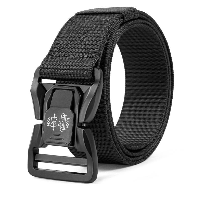 Men's Tactical Nylon Auto-Buckle Belt for Outdoor Work & Military Training