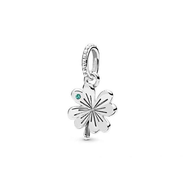 Sale 100% 925 Sterling Silver Flower Four Leaf Clover Shell Charm Fit Original  Bracelet Making DIY Jewelry for Women