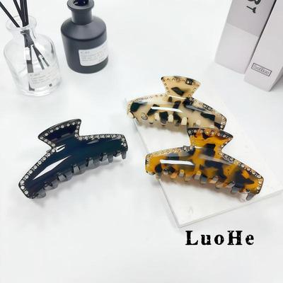 Elegant Rhinestone Shark Claw Clip for Women - Luxurious High Ponytail Headwear