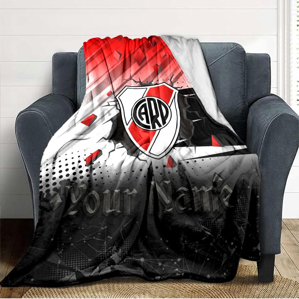 Name Custom River Plate Logo Print Flannel Blanket High Quality Warm Comfortable Cover for All Seasons Perfect for Gifts Home Decor