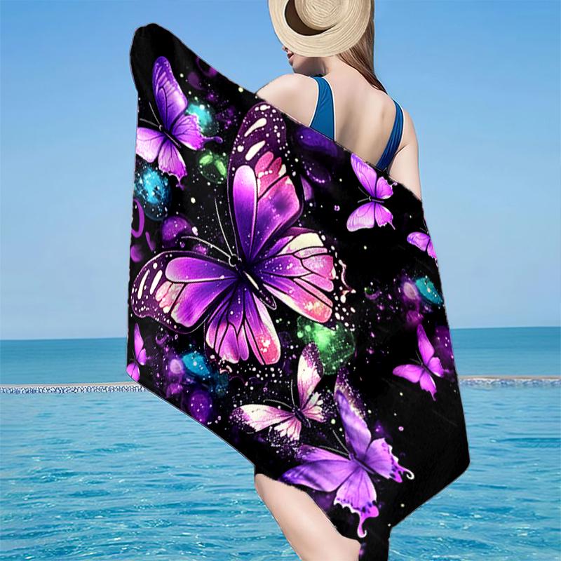 Purple Butterfly Dreams Beach Towel, Super Soft Microfiber, Gift for Her/Him, Birthday, for Pool, Beach, Travel, Home Decor Fan gifts