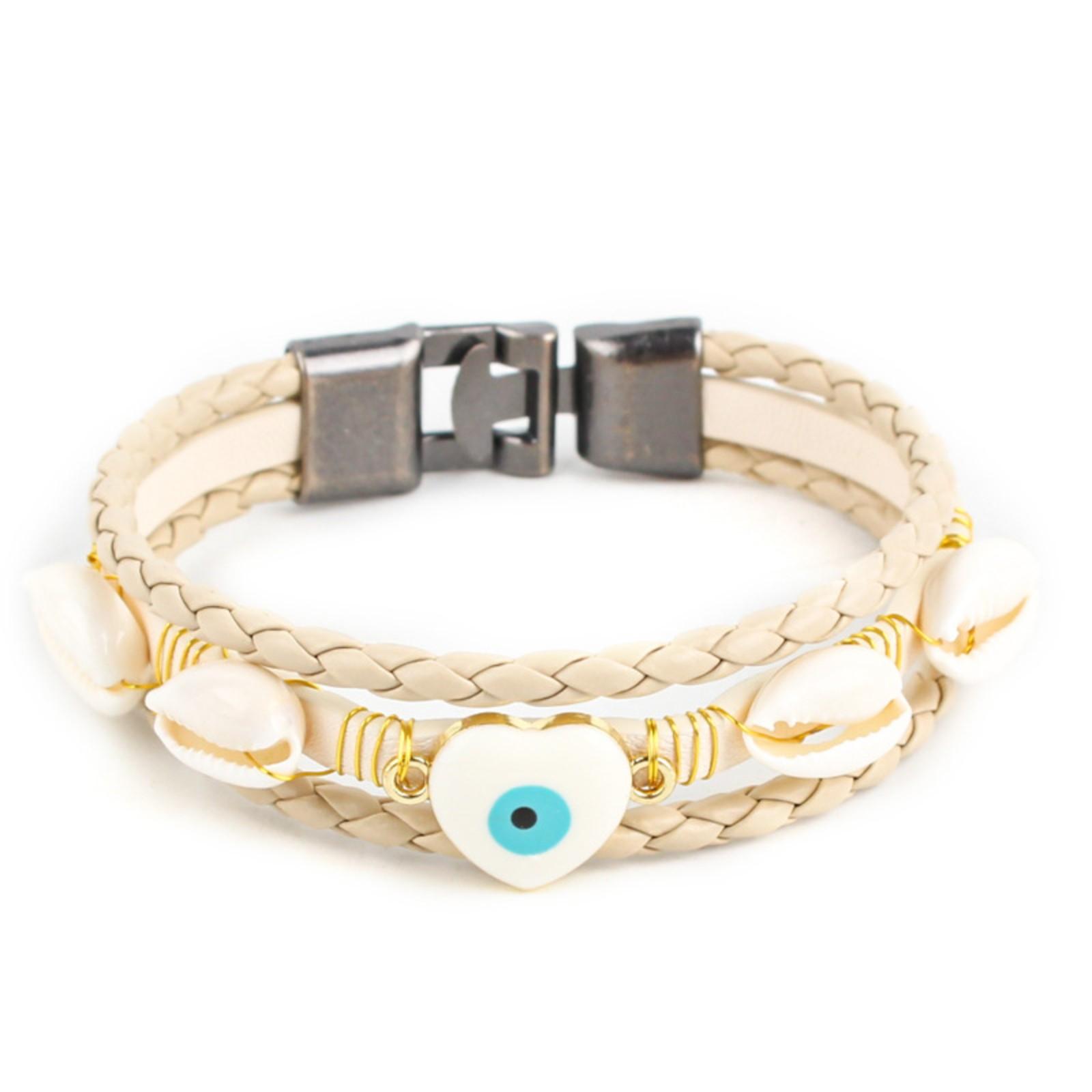 

Многослойный браслет из кожаного шнура, плетеный вручную, креативный браслет «Любящие глаза» One Size