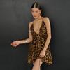 Personality Street Style Summer Fashion Trend Leopard Print Lace-up Halter Sexy Halter Dress